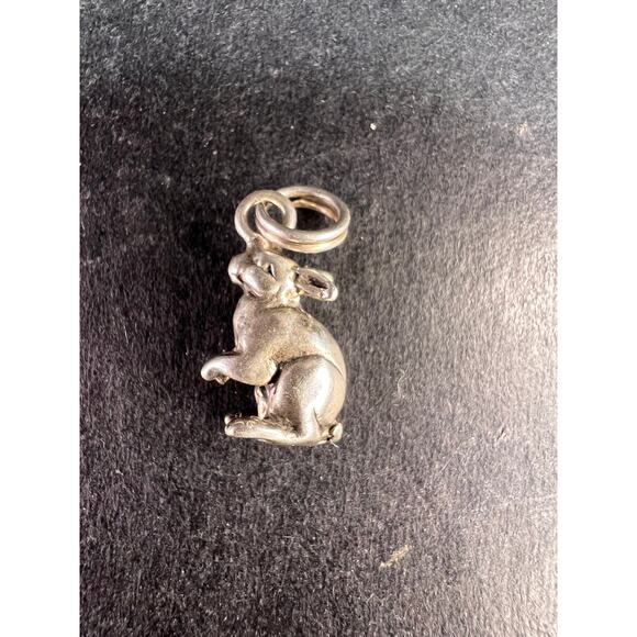 Vintage Sterling Silver MCM Rabbit Charm Bunny Pendant Jewelry Fine Silver - Picture 2 of 16